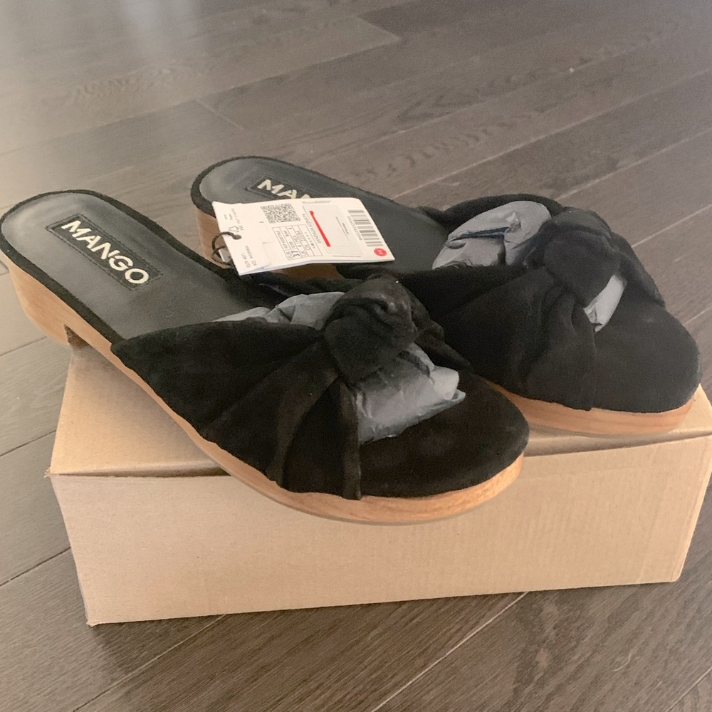 Mango NWT Suede Leather and Wood Sandals from size 37